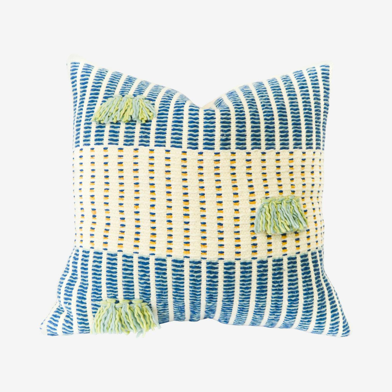 Salento Pillow Indigo Seaglass by Barichara Pillow Indigo Mint by