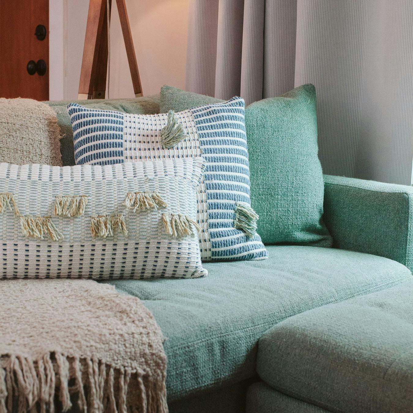 Barichara Pillow Indigo Mint by Barichara Pillow Indigo Mint by