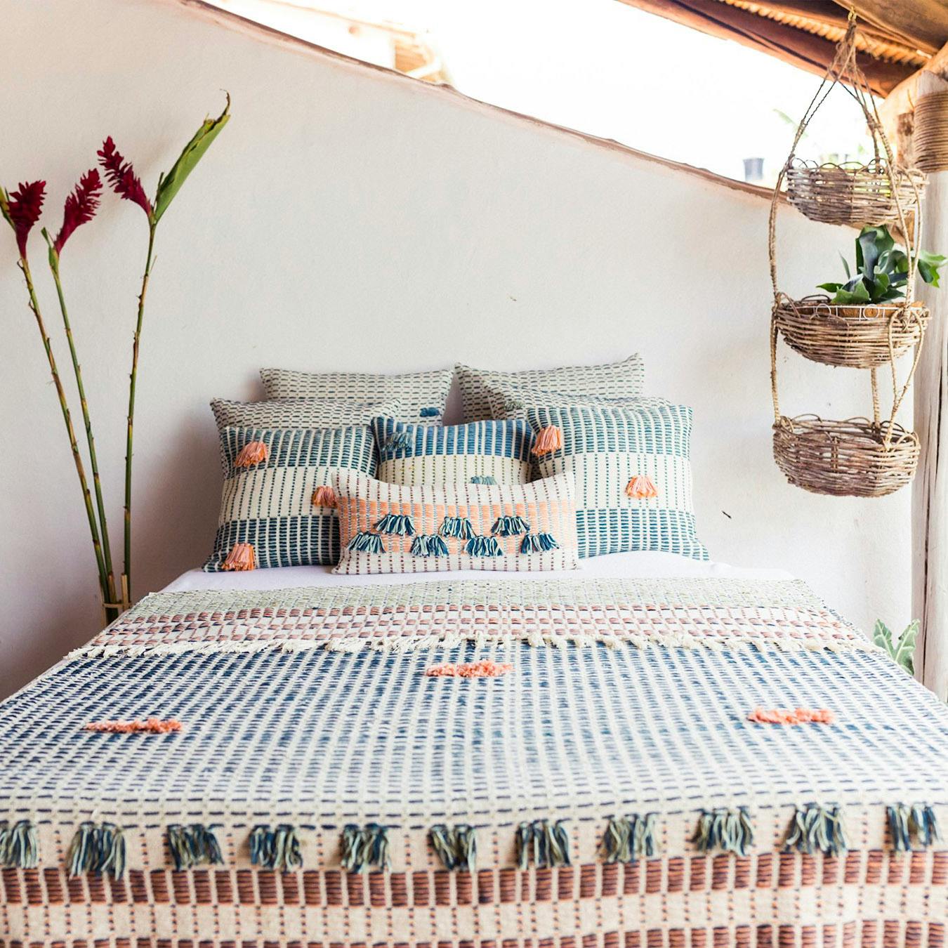 Barichara Pillow Indigo Apricot by Barichara Pillow Indigo Mint by