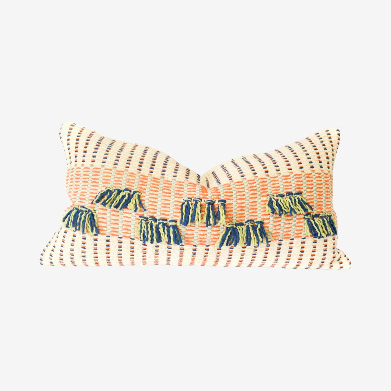 Barichara Pillow Indigo Apricot by Barichara Pillow Indigo Mint by