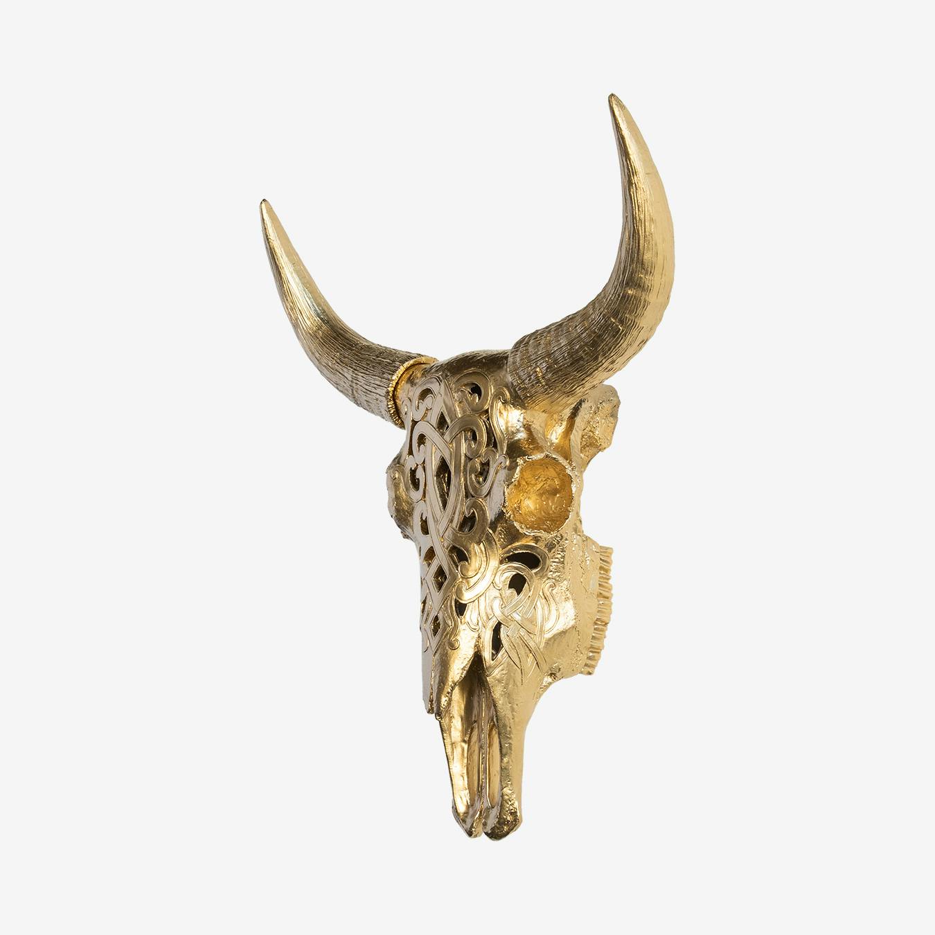 Faux Tribal Cow Skull Gold By Near And Deer Fy   PJ 2882 52 P2. V2 