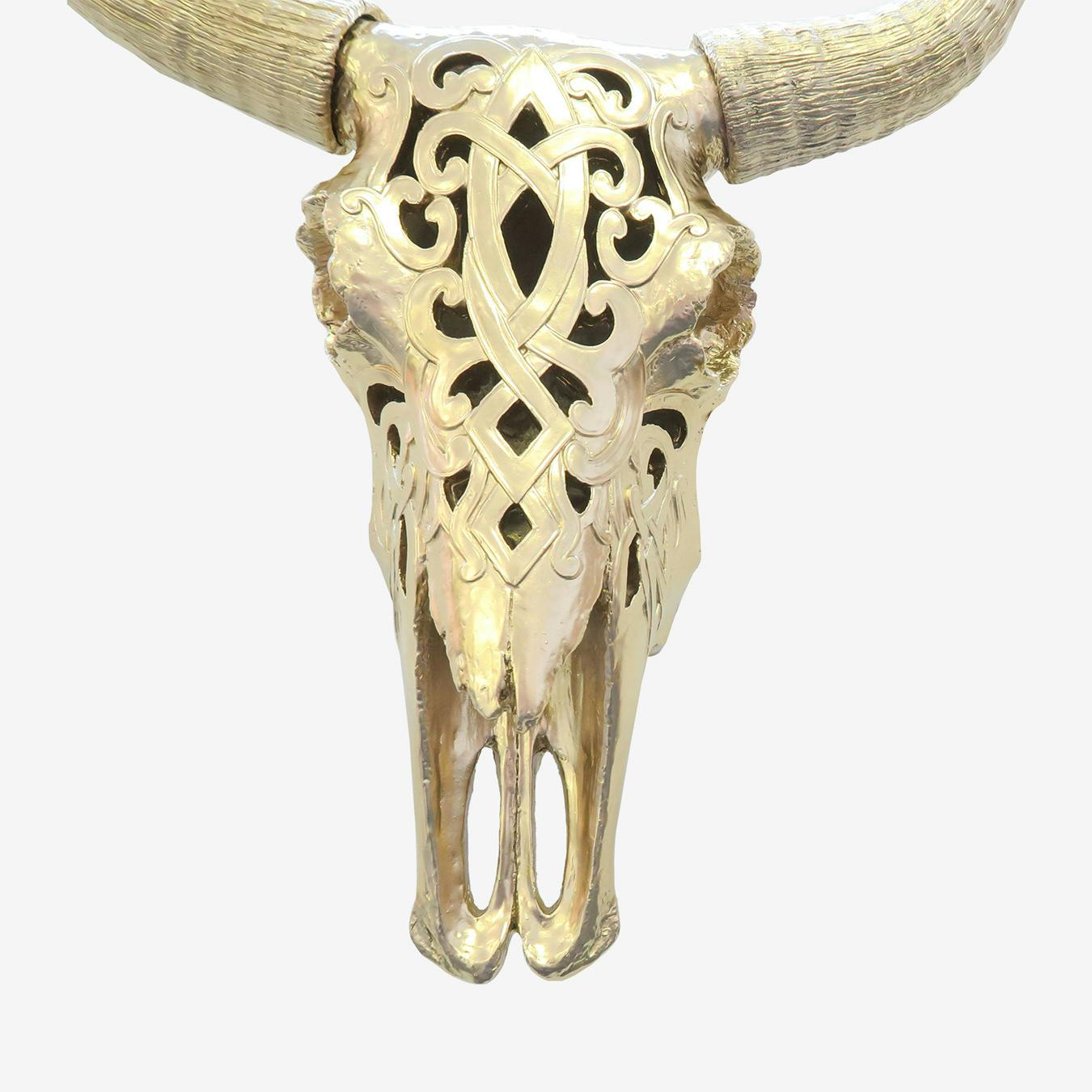 Faux Tribal Cow Skull Gold By Near And Deer Fy   PJ 2882 52 P3 