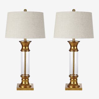 Hunter LED Table Lamps - Gold - Metal / Glass - Set of 2 by JONATHAN Y - Fy