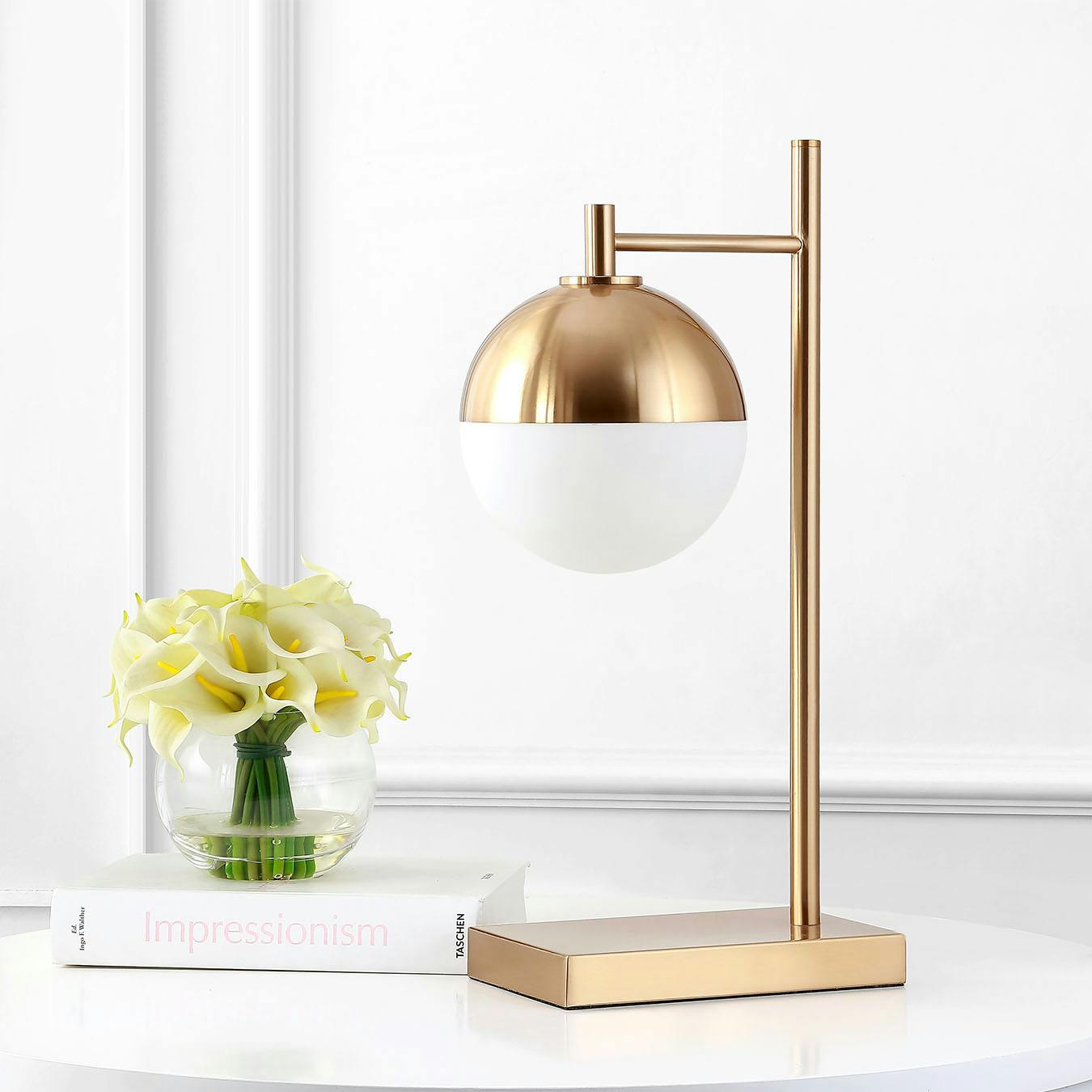 Gold globe table lamp top