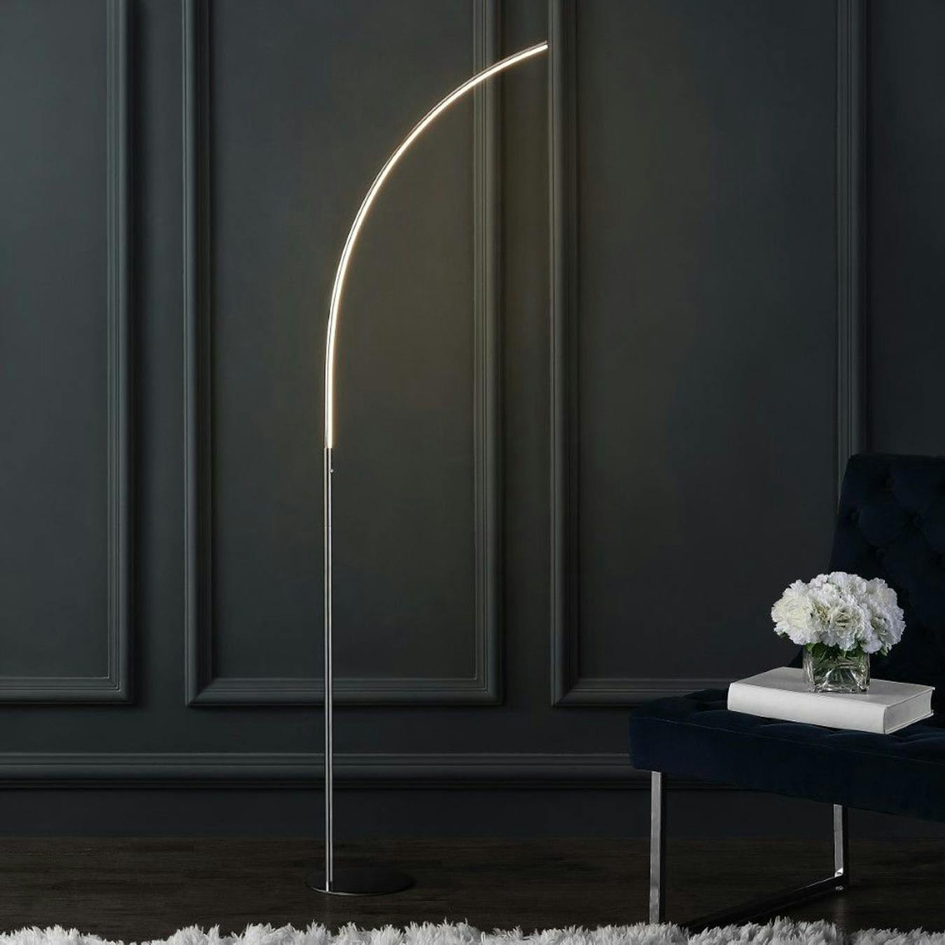 Curva Metal LED Integrated Floor Lamp Chrome by JONATHAN Y Fy