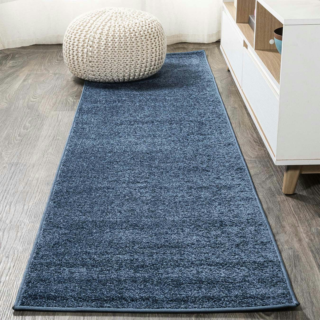 Haze Solid LowPile Runner Rug Navy by JONATHAN Y Fy