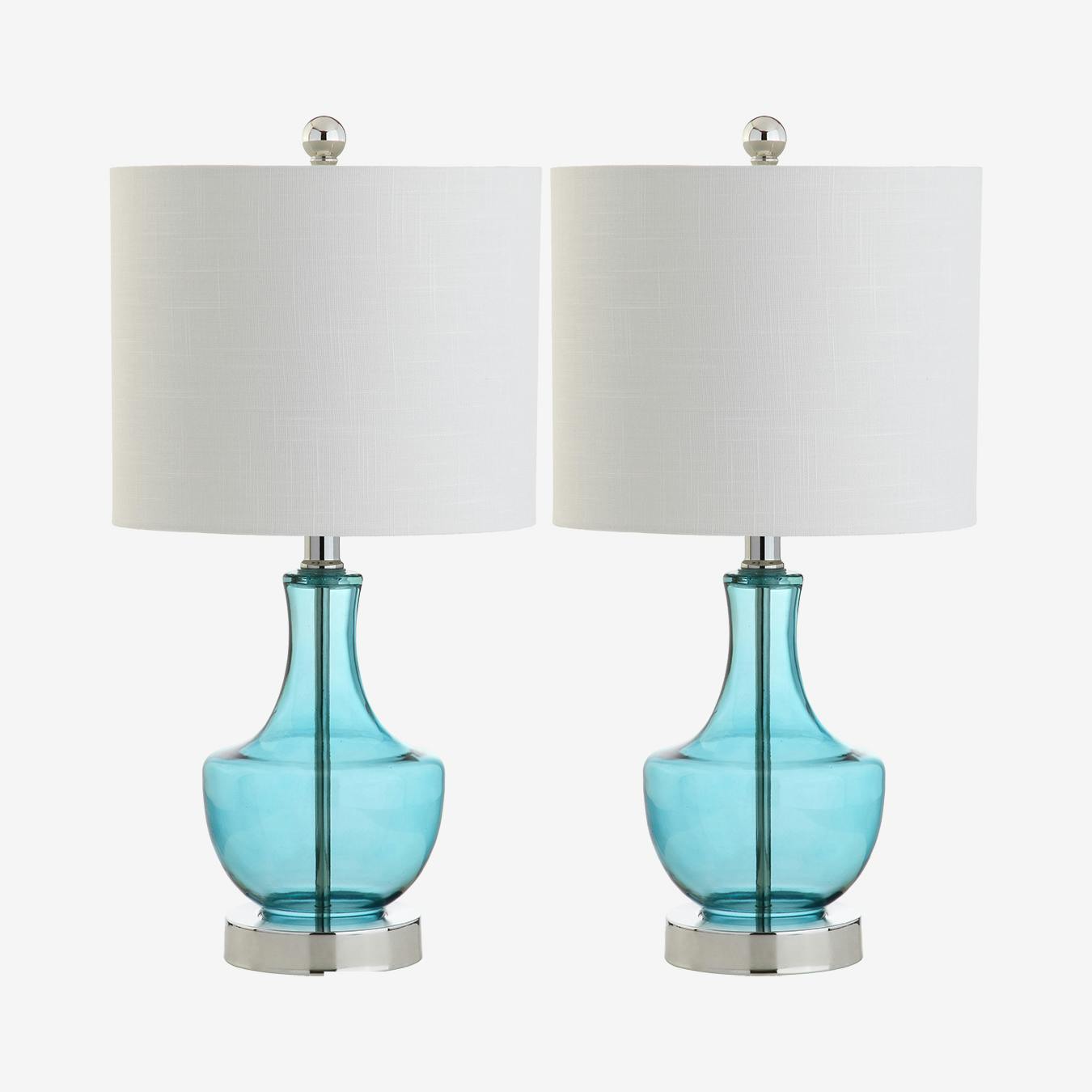 Colette Mini Table Lamps Amalfi Blue Glass Set of 2 by