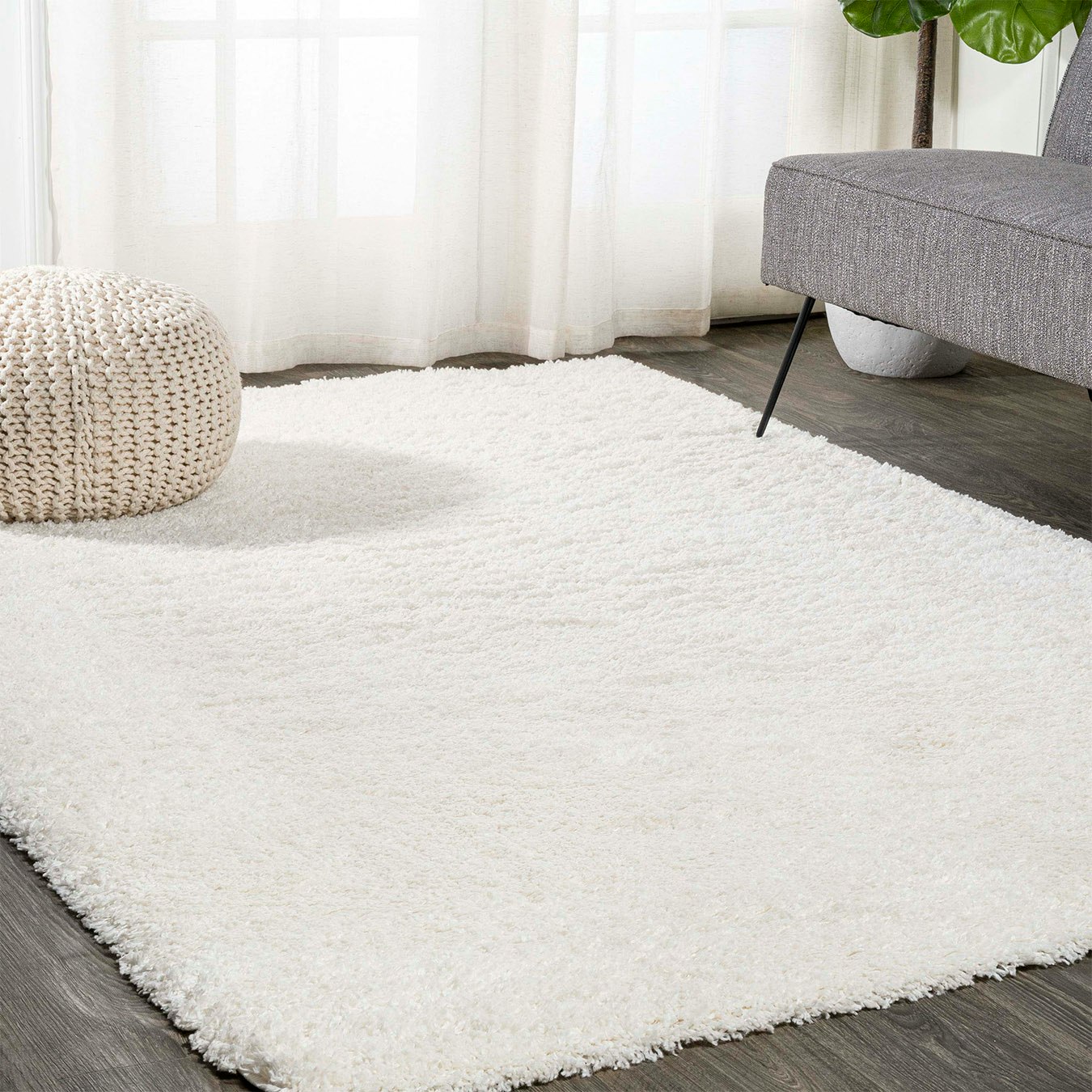 Groovy Solid Shag Area Rug - Ivory by JONATHAN Y - Fy