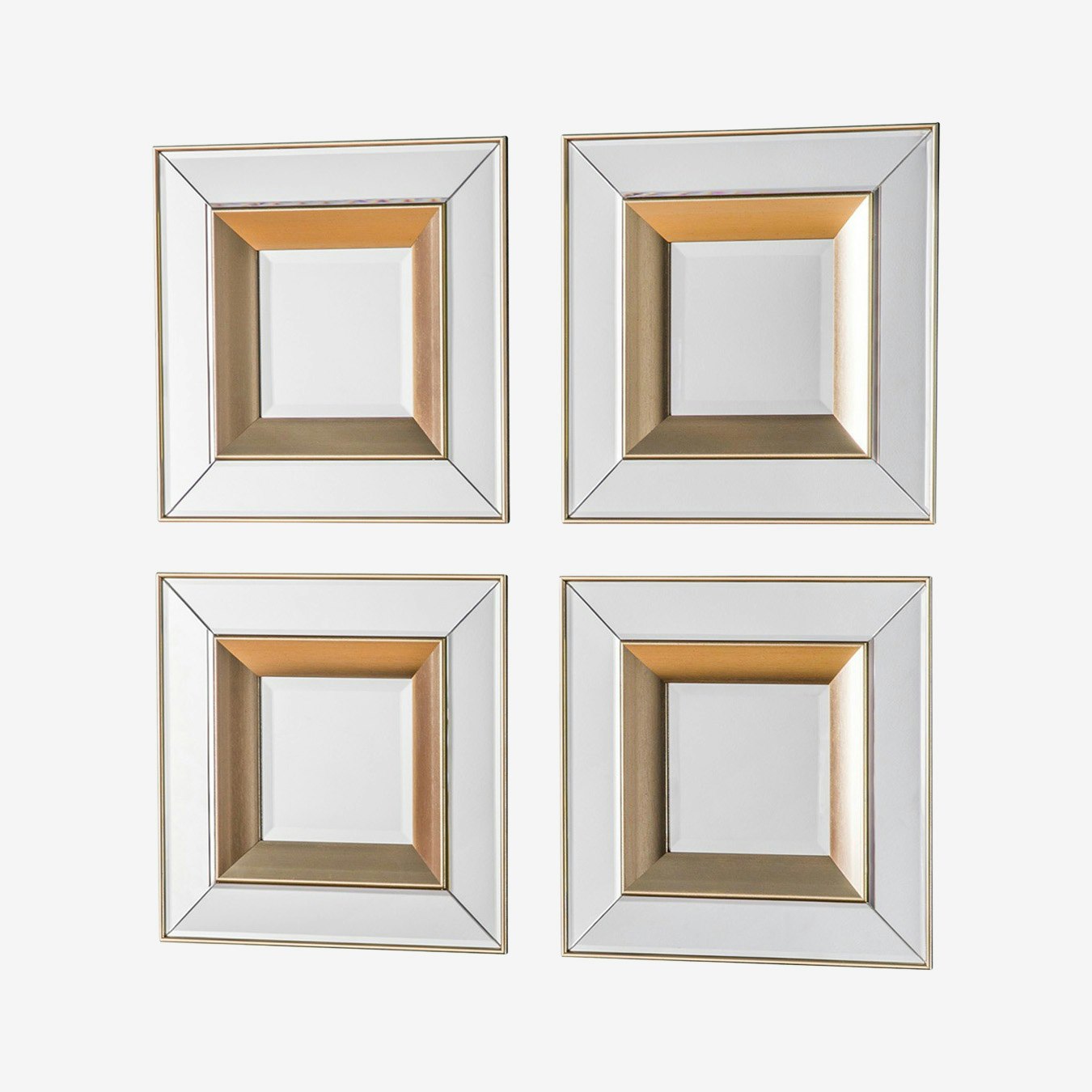 Square Mirror Set of 4 Gold by E.S. Designs Fy