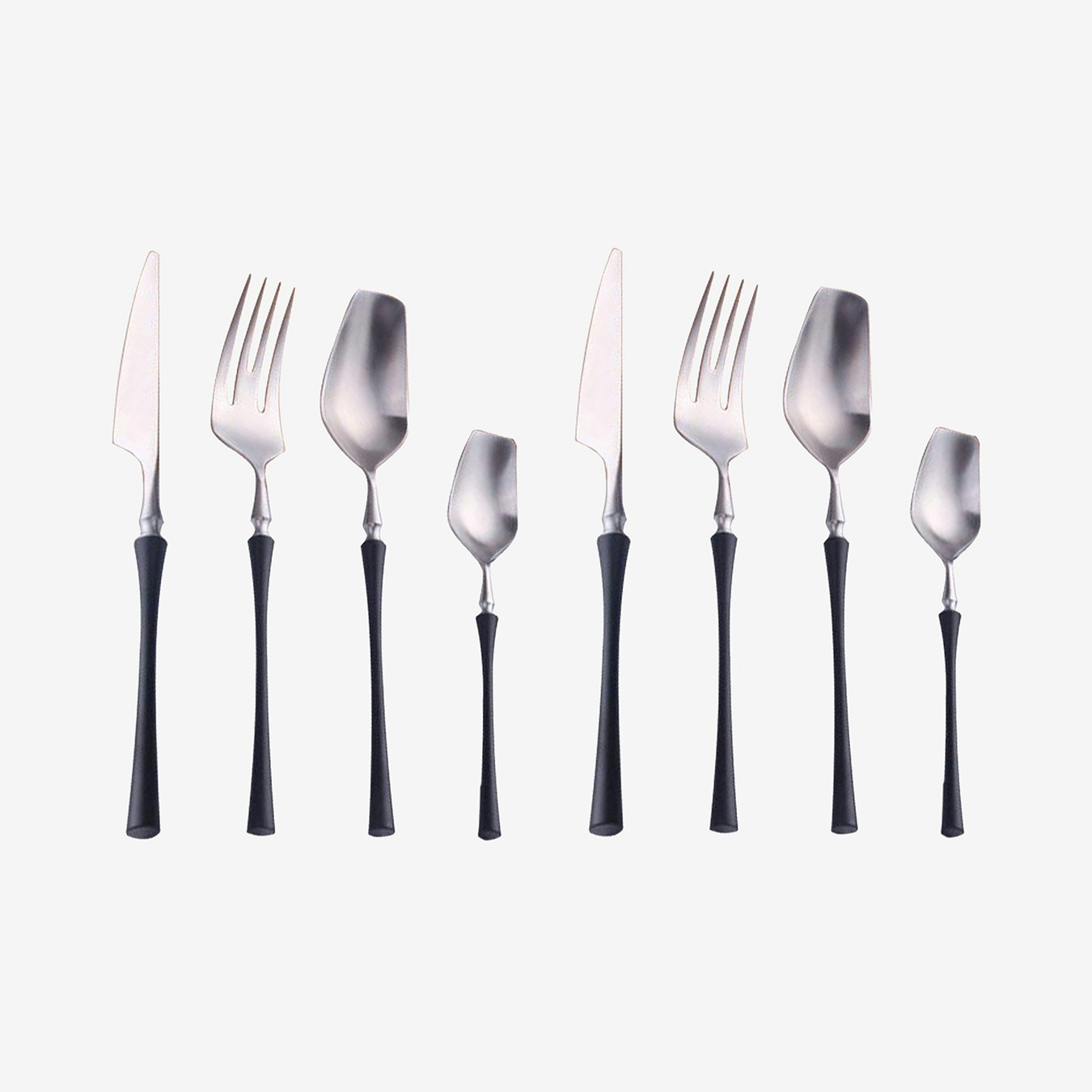 Aespa Flatware Black / Silver Set of 8 by Eden and Ash Fy
