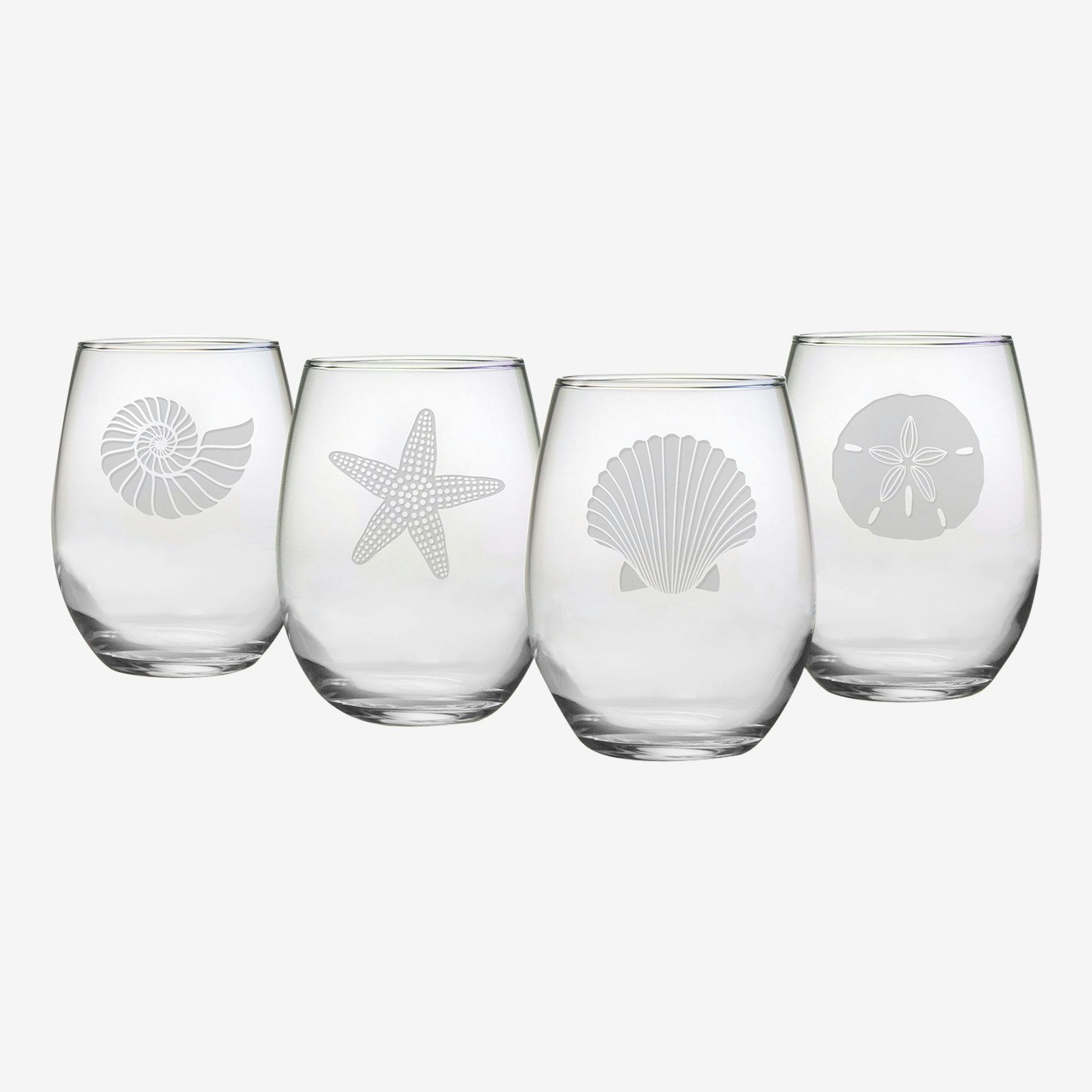 Seashore Assortment Stemless Wine Glass Set Of 4 By Susquehanna Glass