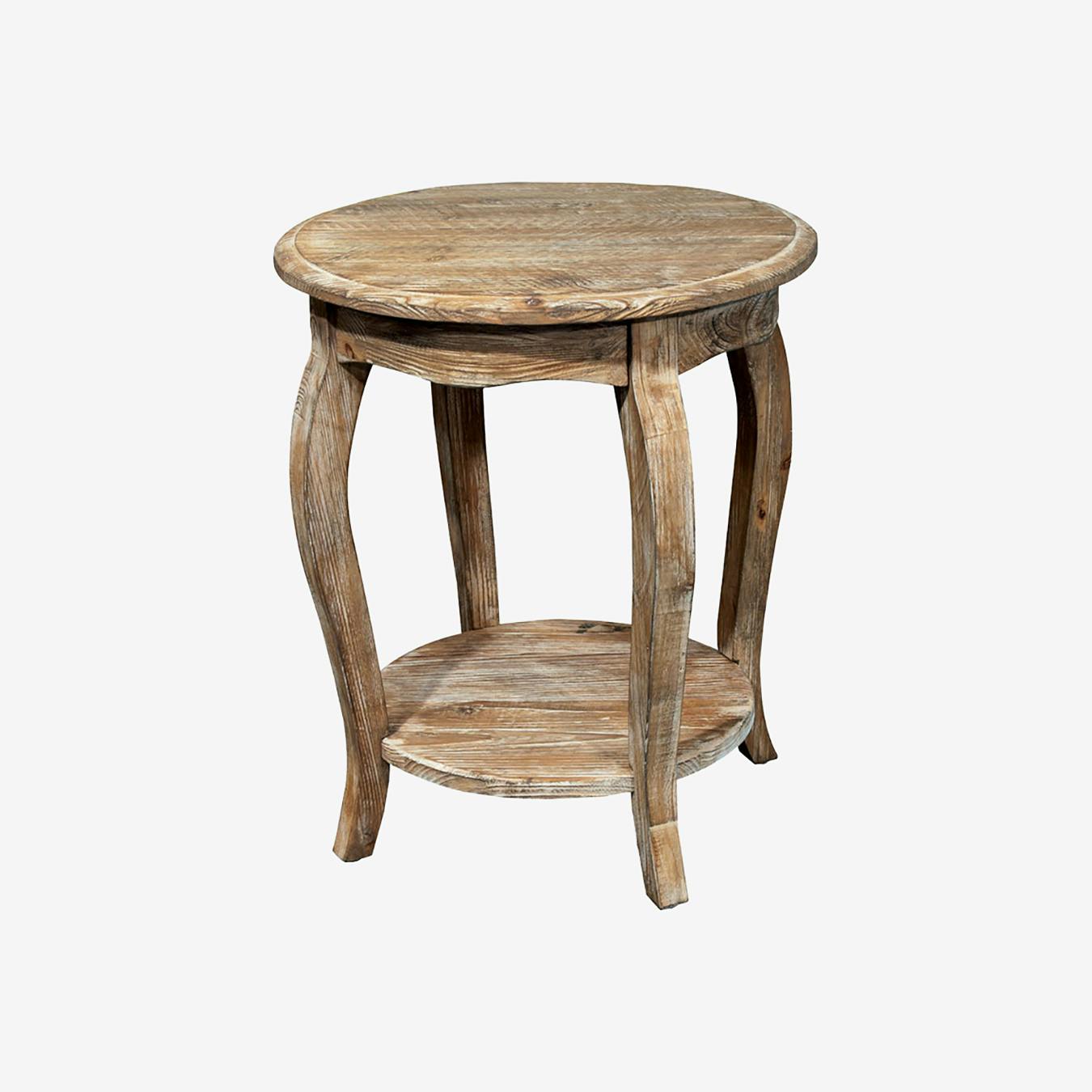 Rustic round store end table