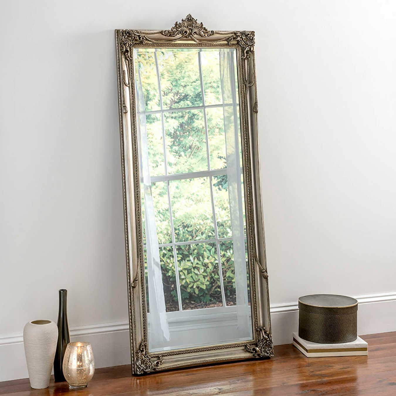 French Style Full Length Mirror - Silver by L.K Reflections - Fy