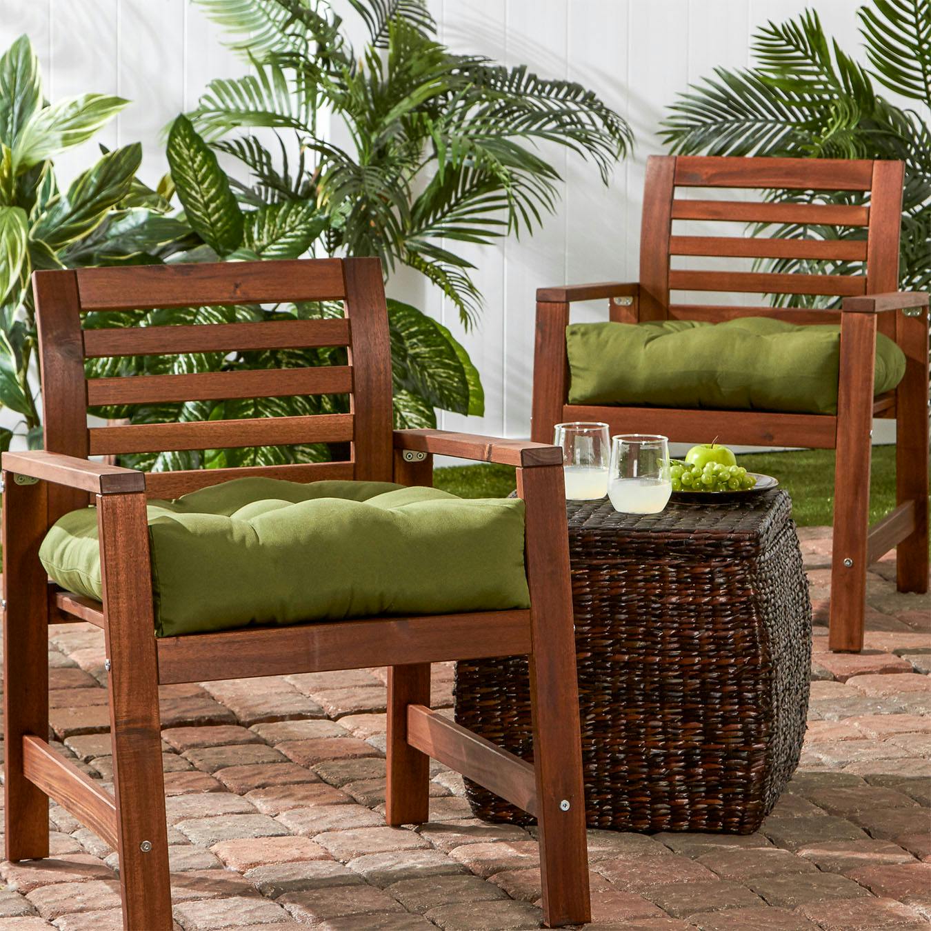 Square Outdoor Chair Cushions Summerside Green Set of 2 by The Cozy Cloth Fy