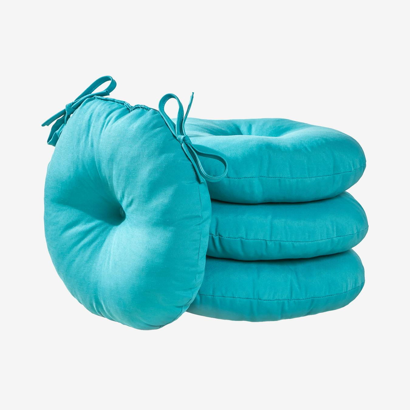 Round Outdoor Bistro Chair Cushions Teal Set of 4 by The Cozy