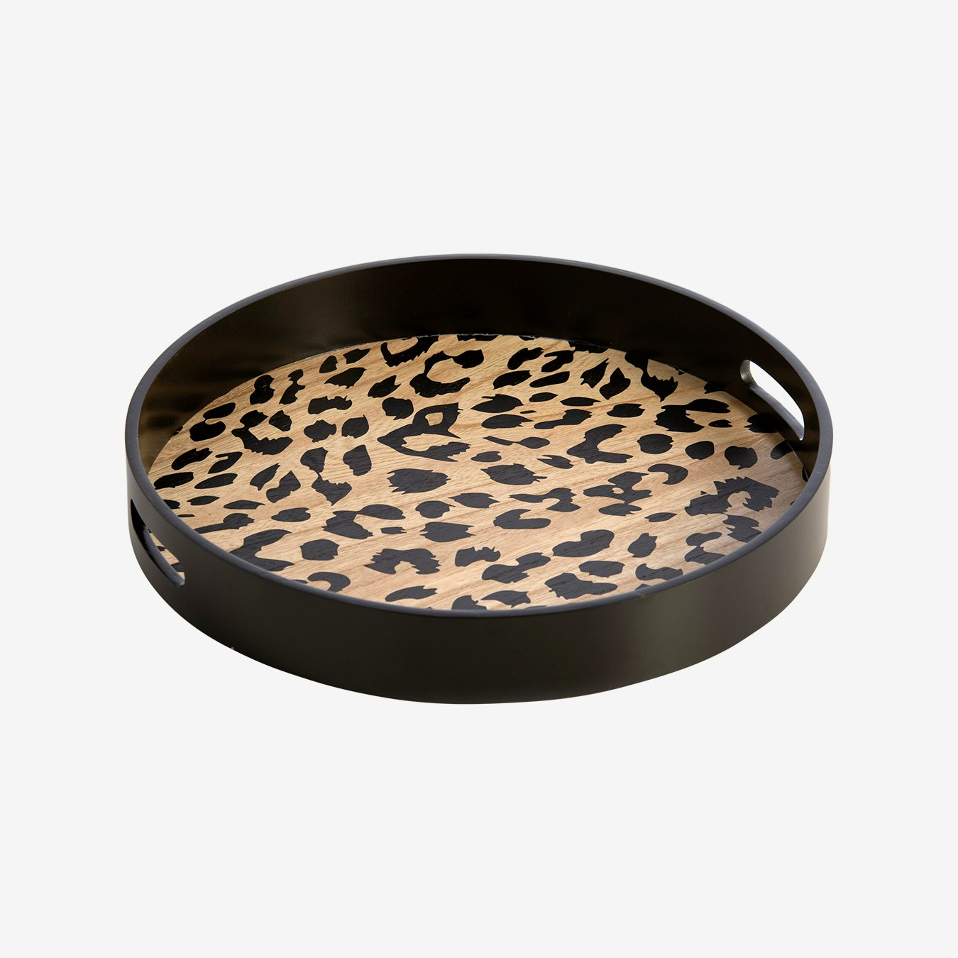 Round Leopard Print Tray Black By Shiraleah Fy