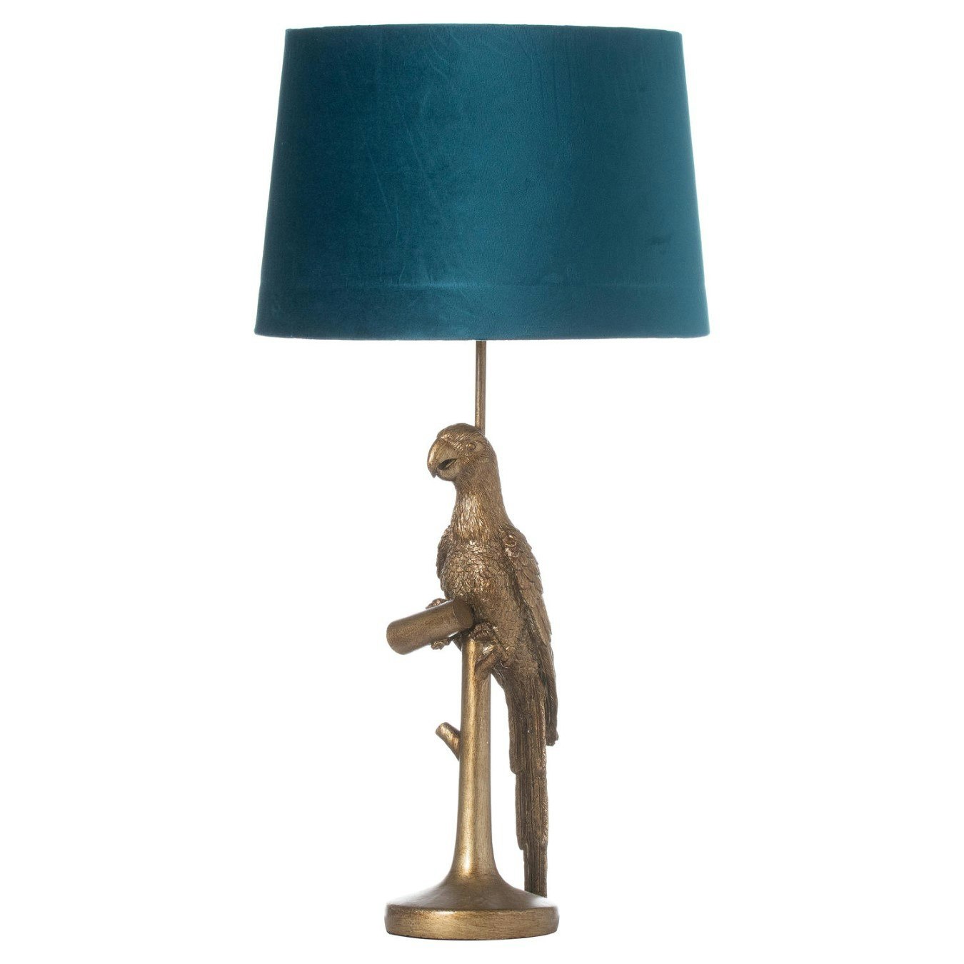 Percy The Parrot Table Lamp With Teal Velvet Shade - Gold by C.M ...