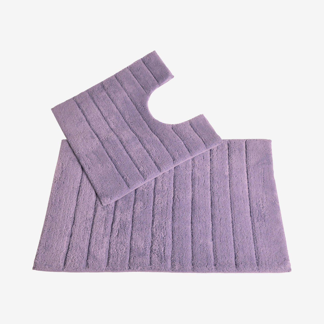 Luxury Linear Ribbed Design Bath Mat and Pedestal Set Heather by
