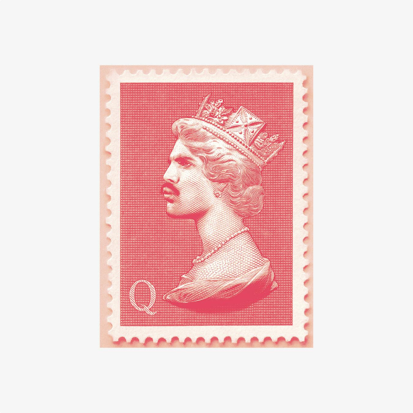 Stamp Edition Freddie Mercury Screen Print Brick Red by Tiny