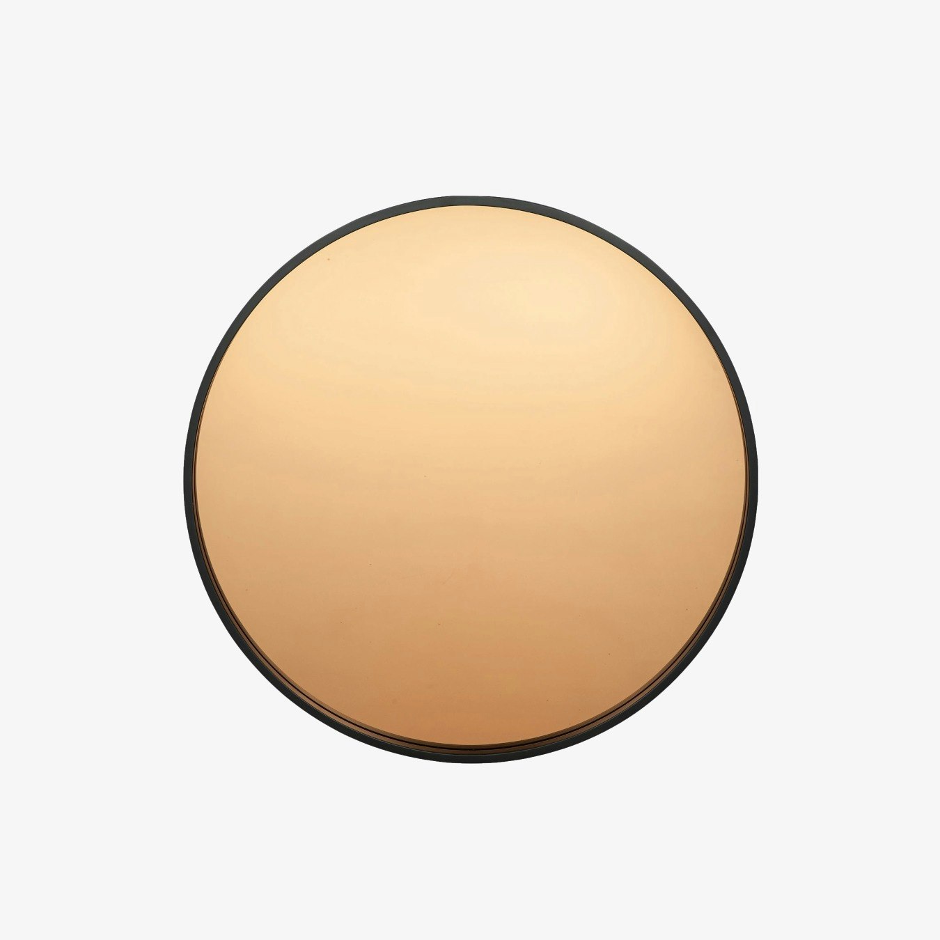 Matt Black Wood Round Mirror W/Copper Glass Matt Black by Pacific