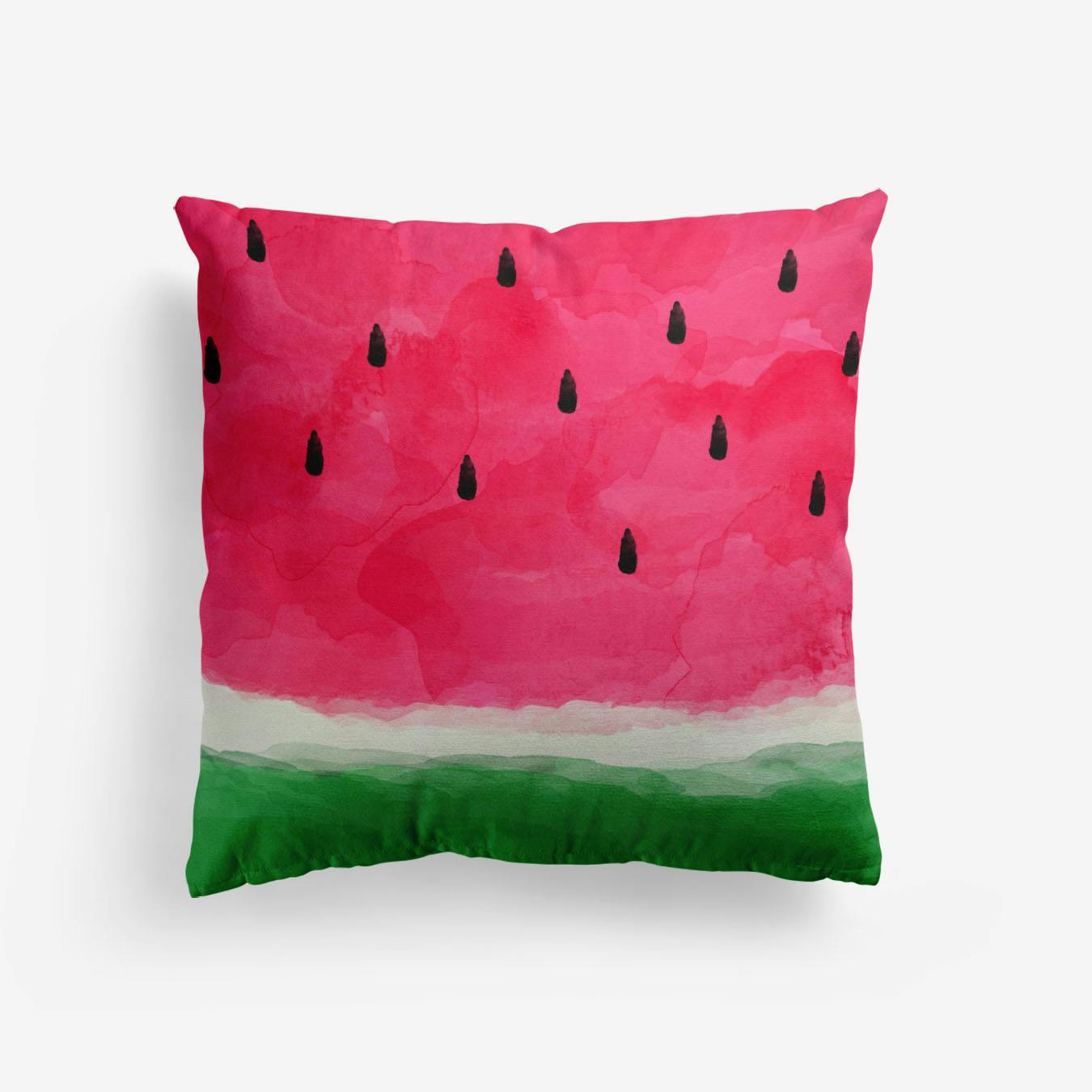 Watermelon Abstract Cushion by Orara Pink Gum Faux Suede Square Pillow Case