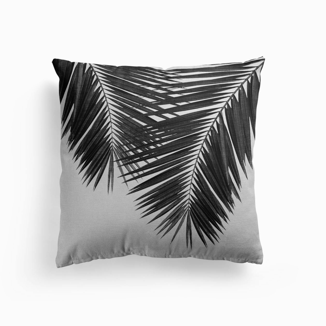 Palm Leaf Black And White Ii Cushion by Black White Body Pillow Cover Leaf