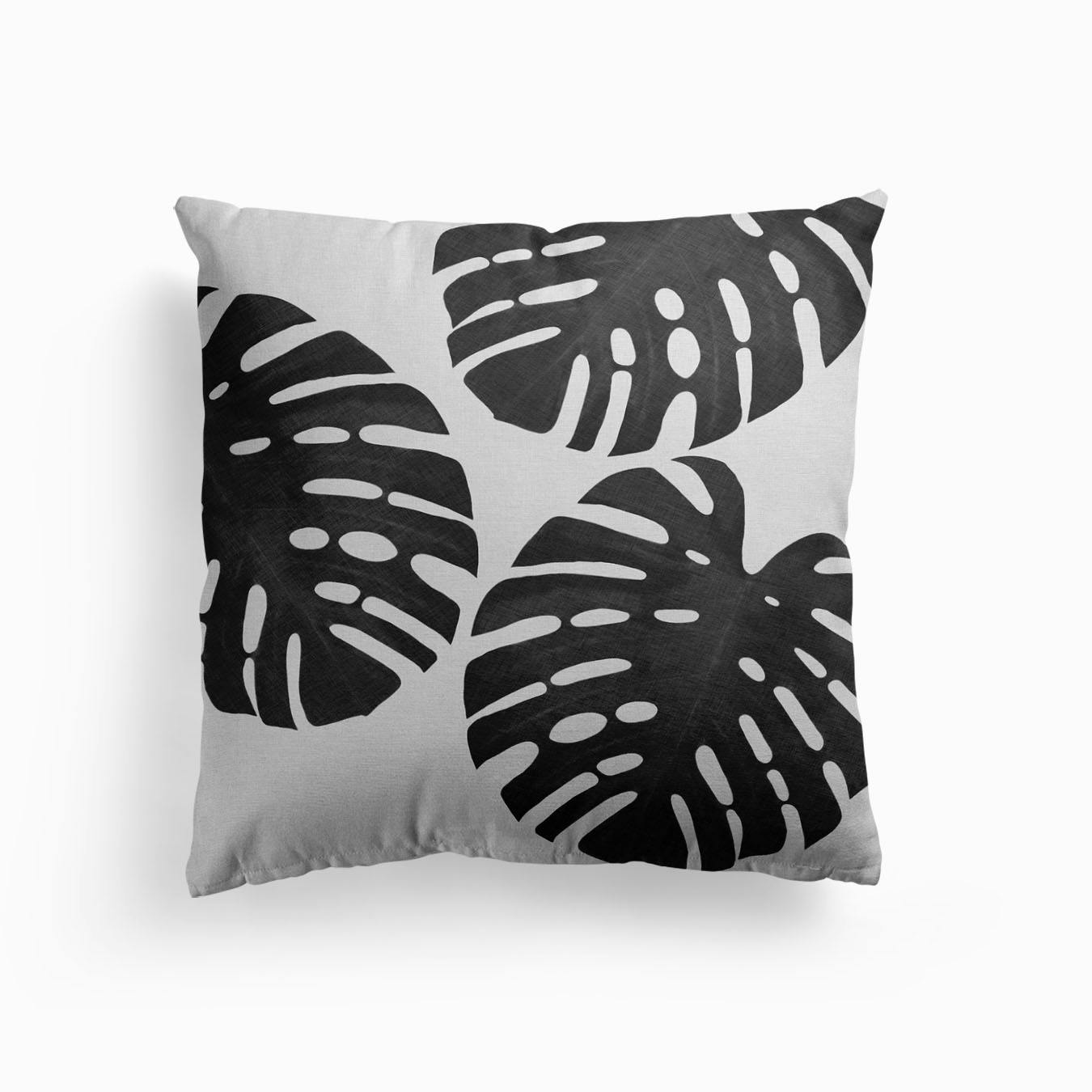 Monstera Leaf Black And White Iii Black White Body Pillow Cover Leaf