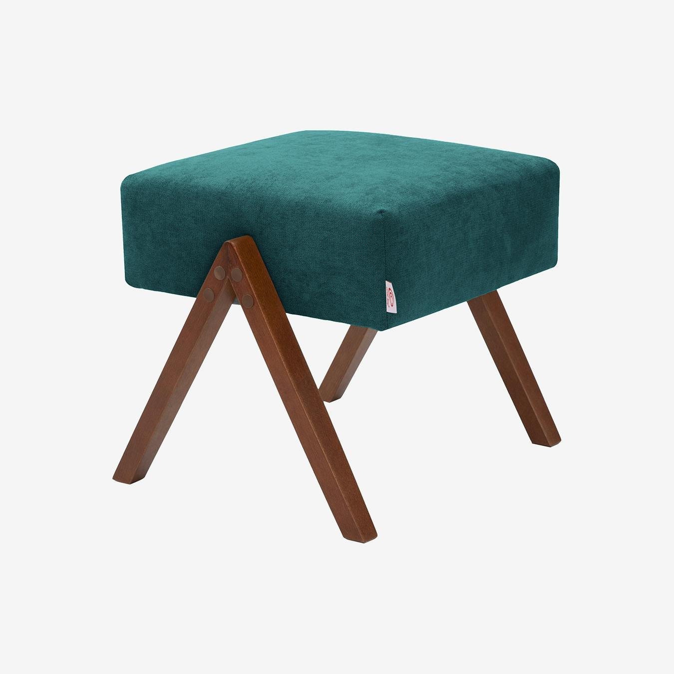 Retrostar Footstool in Petrol Blue Walnut