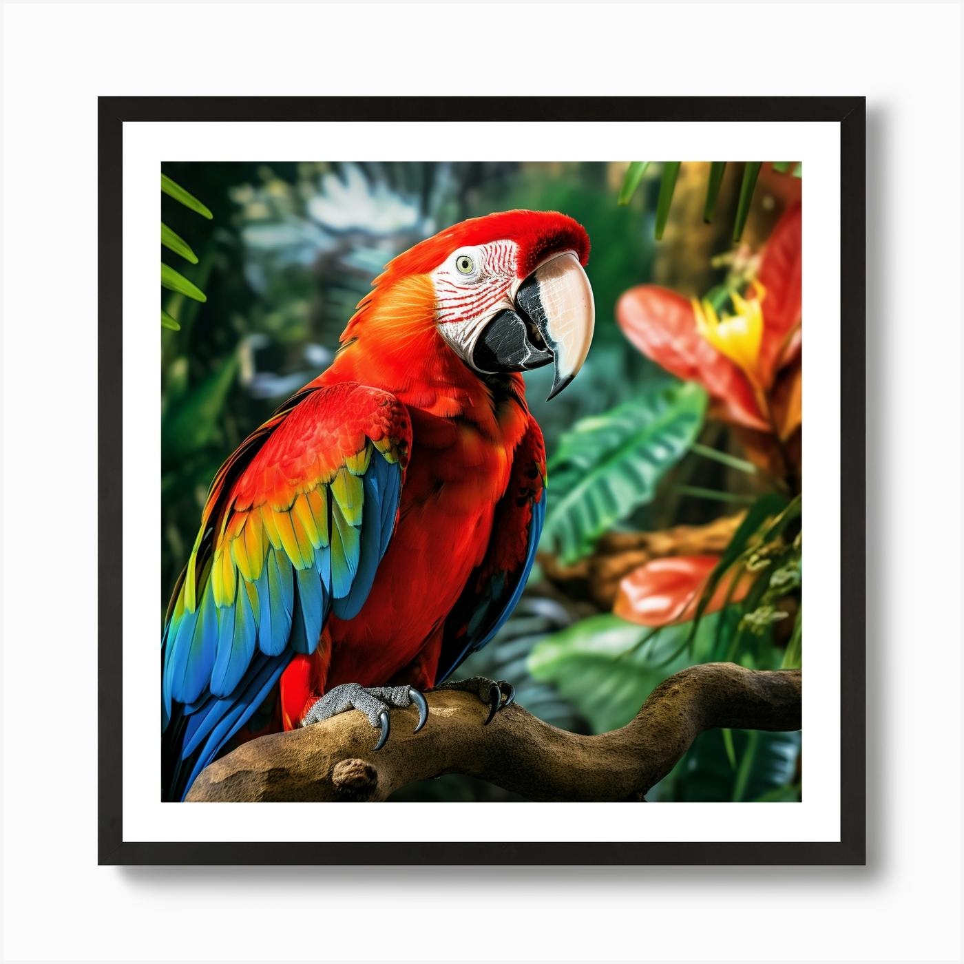 Parrot Watercolor Painting, Colorful Parrot Art, Macaw, Colorful Flying Bird, Jungle Animal, Amazon Rainforest, One of A Kind popular Painting