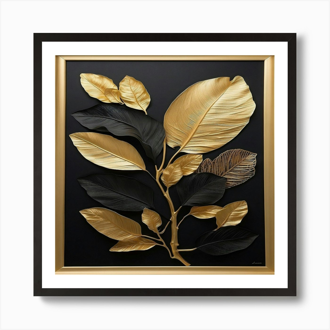 Gold Leaf Art Print By Aljili Fy