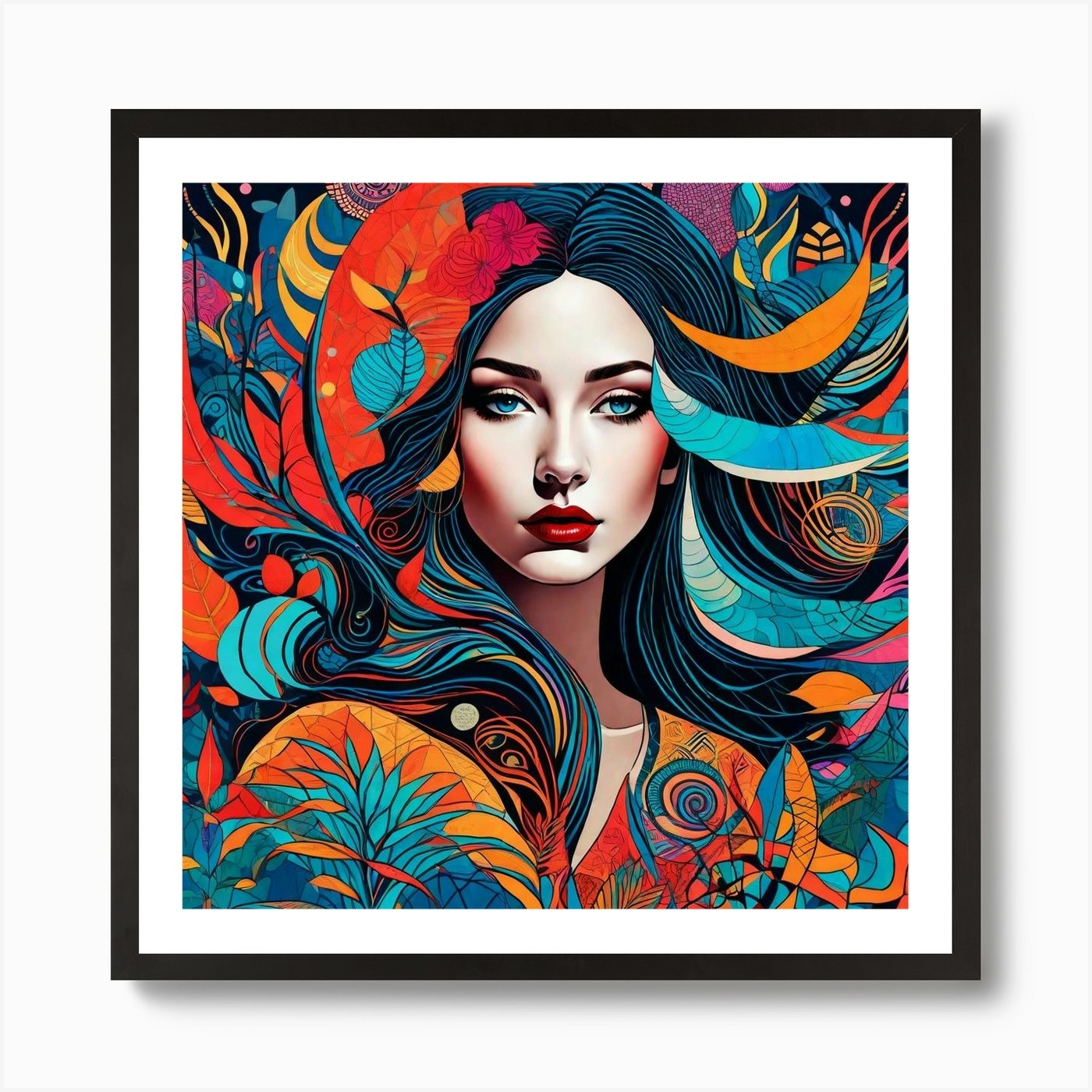 Colorful Young Girl With Long Hair Abstract Painting Art Print by ...