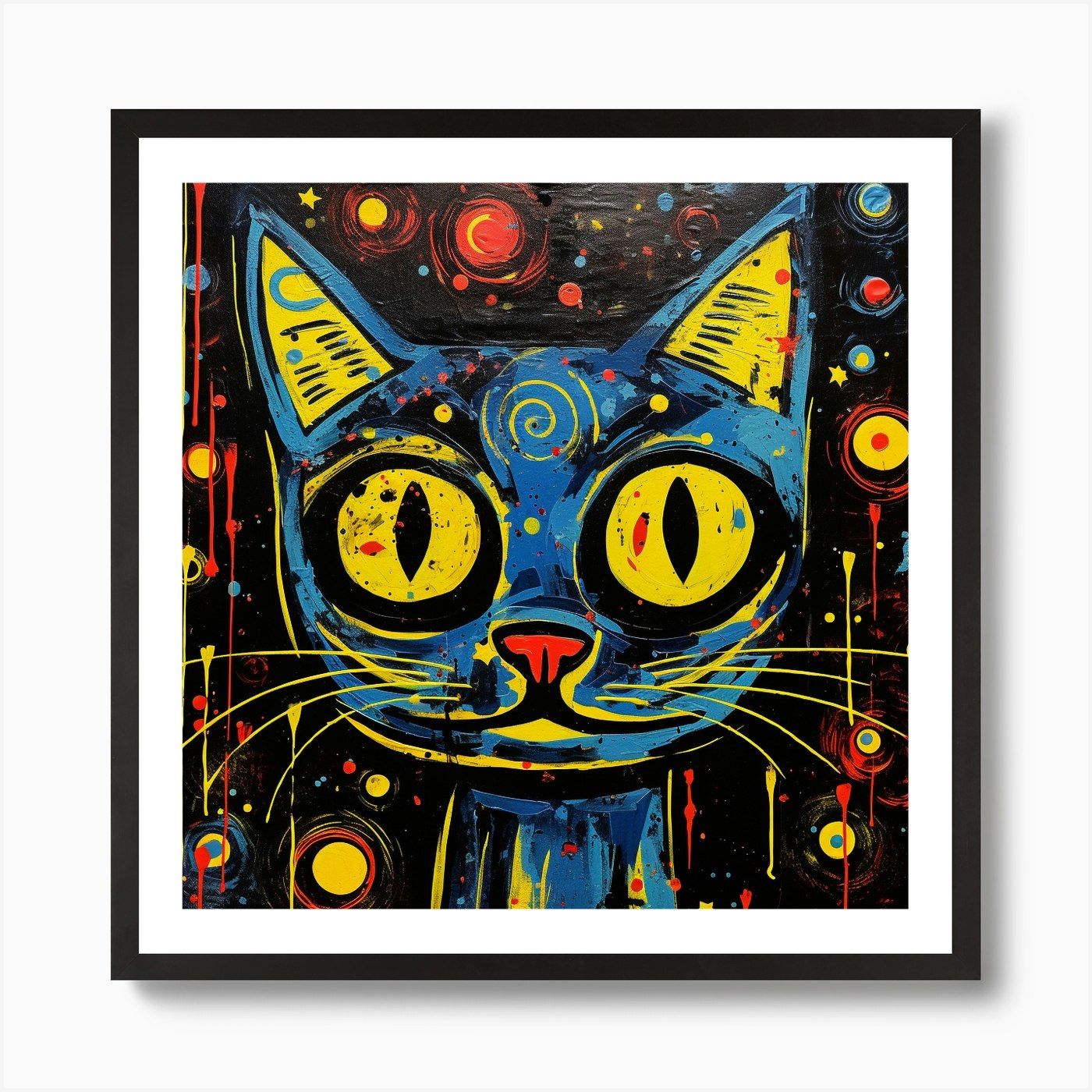 Blue Cat Art Print by David Arts Fy