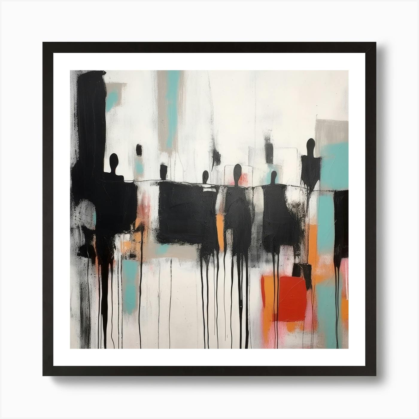 Midnight Romance 2, Pink Blue Gray Abstract Canvas Art Print up to 50