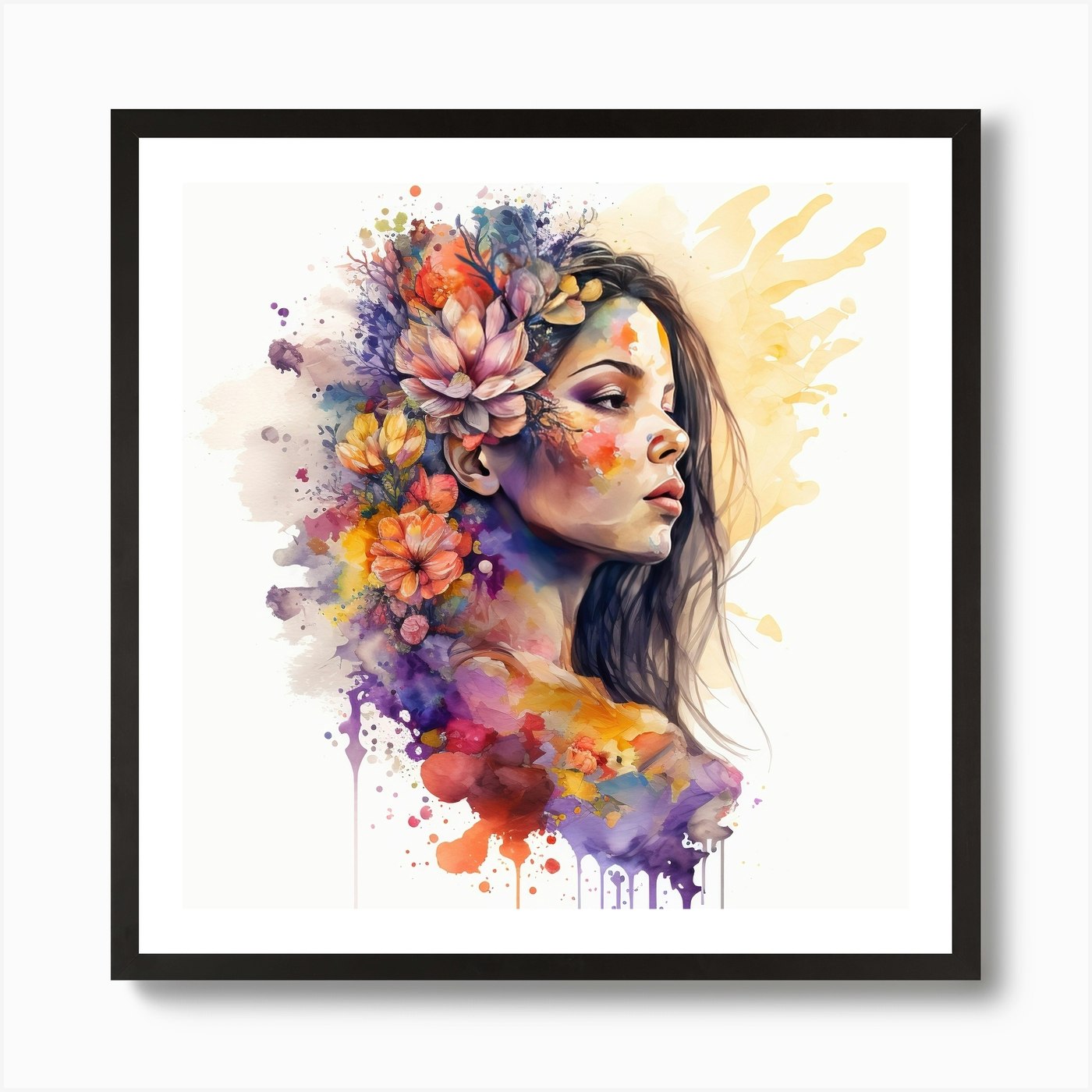 Watercolor Floral Woman #2 Art Print by Chromatic Fusion Studio - Fy