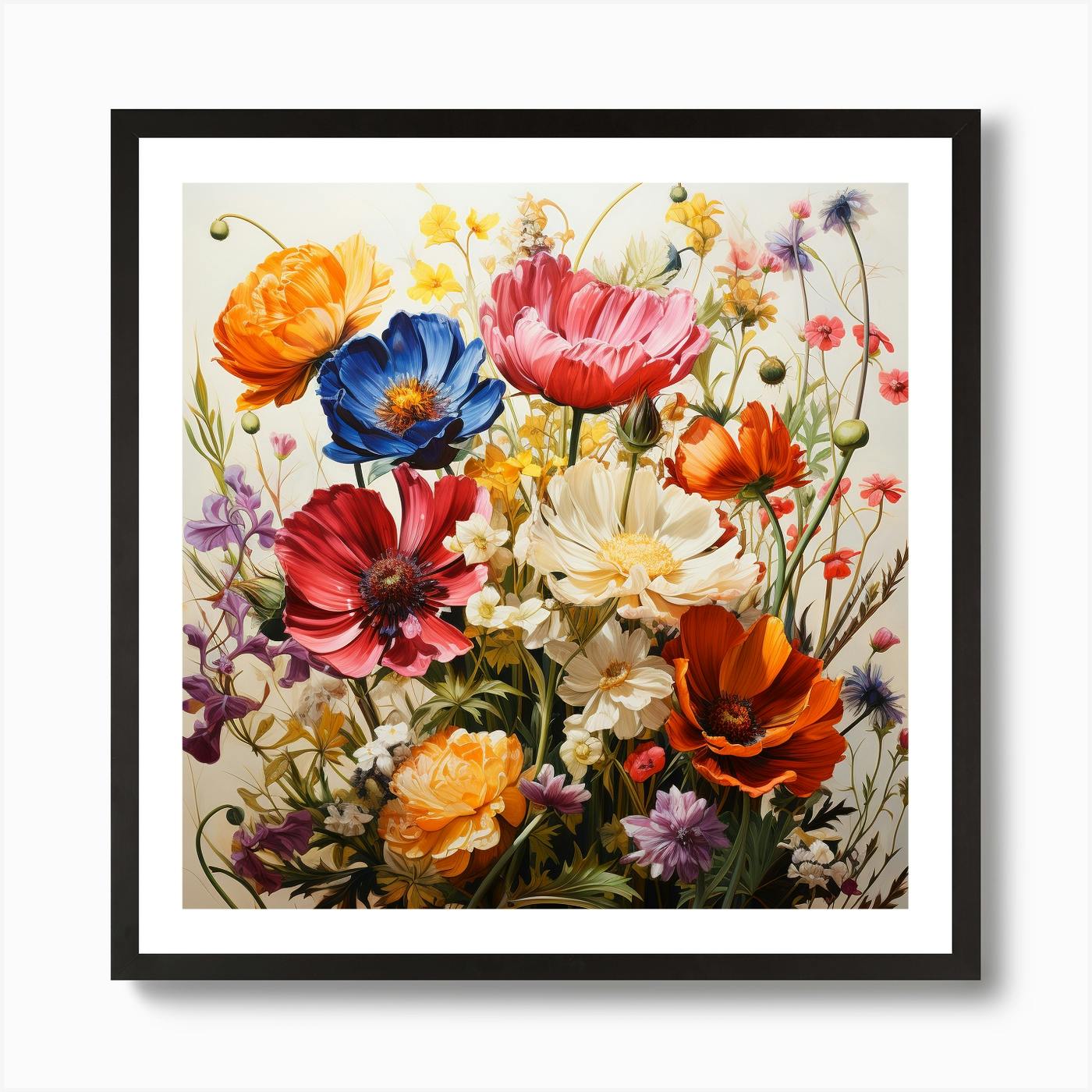 Vintage Botanical Flower Bouquet Art - Handcrafted Floral
