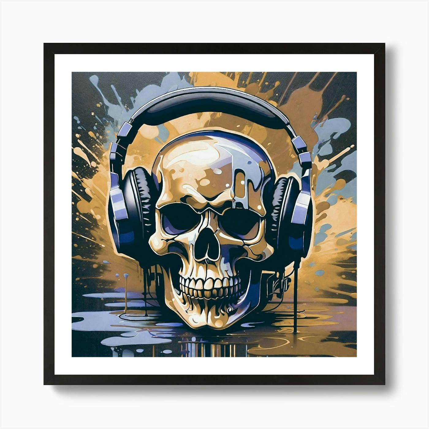 Skull With Headphones 7 Art Print by KOCHO SHINOBU - Fy
