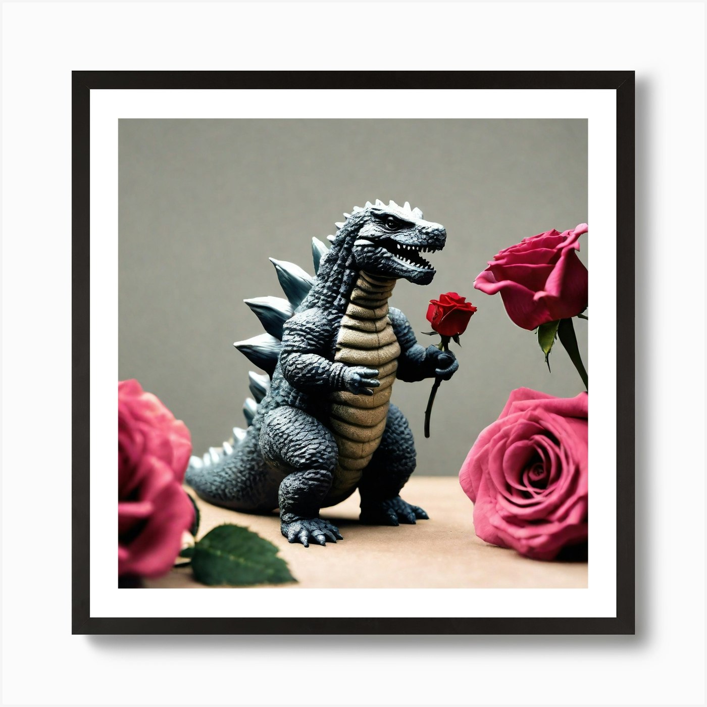 Godzilla Holding A Rose Art Print By Ayoub24 Fy