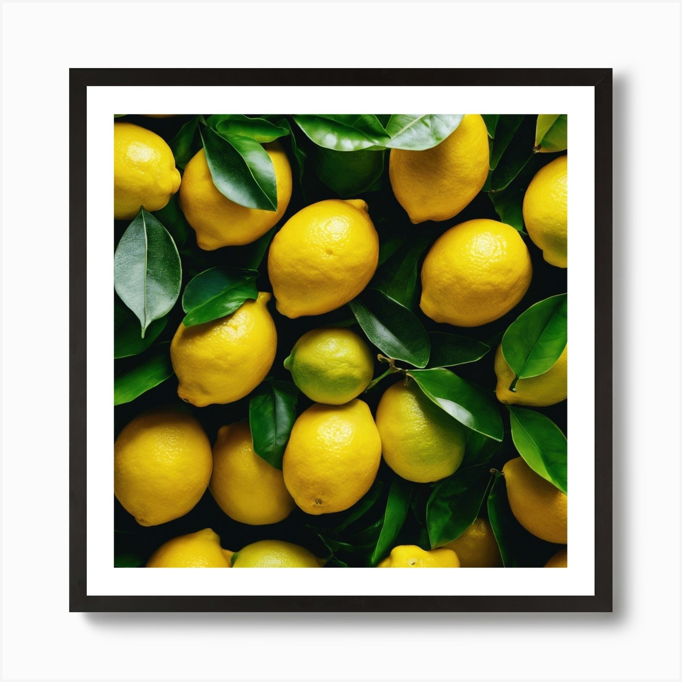 Lemons On A Black Background Art Print by Pat4U Fy