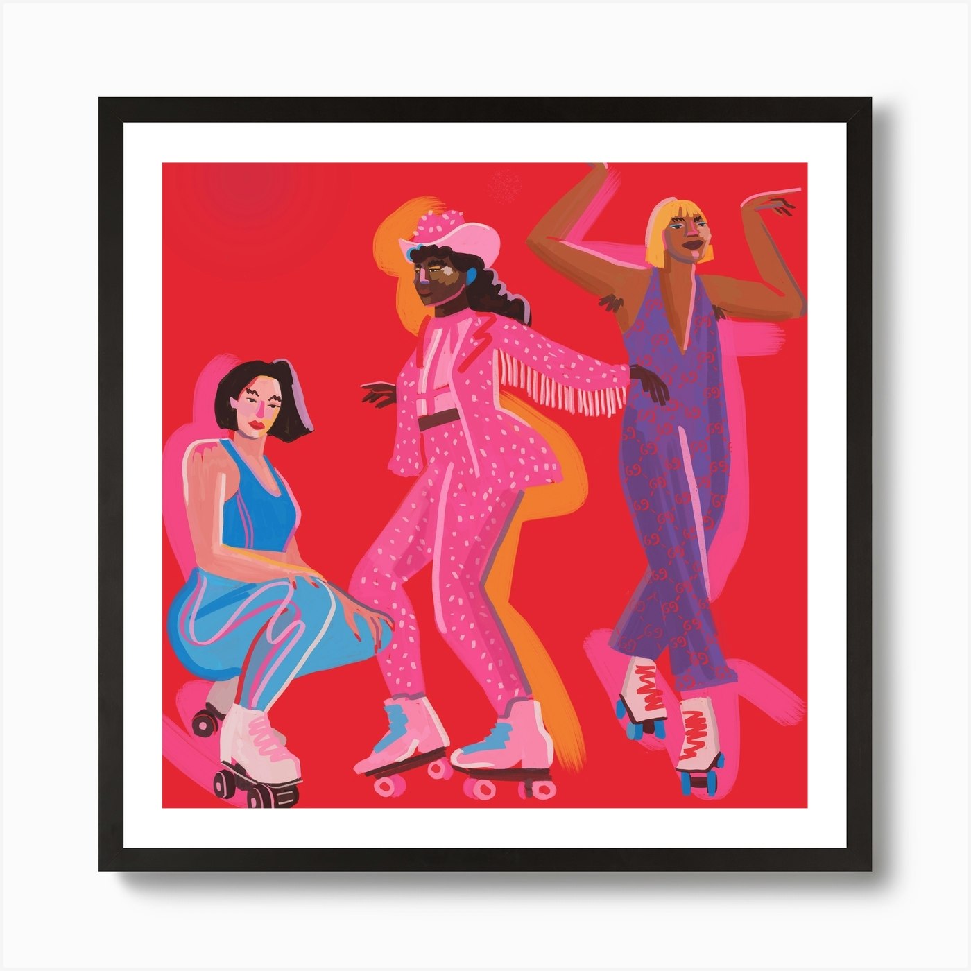 Roller Skaters 2 Square Art Print by Niege Borges - Fy