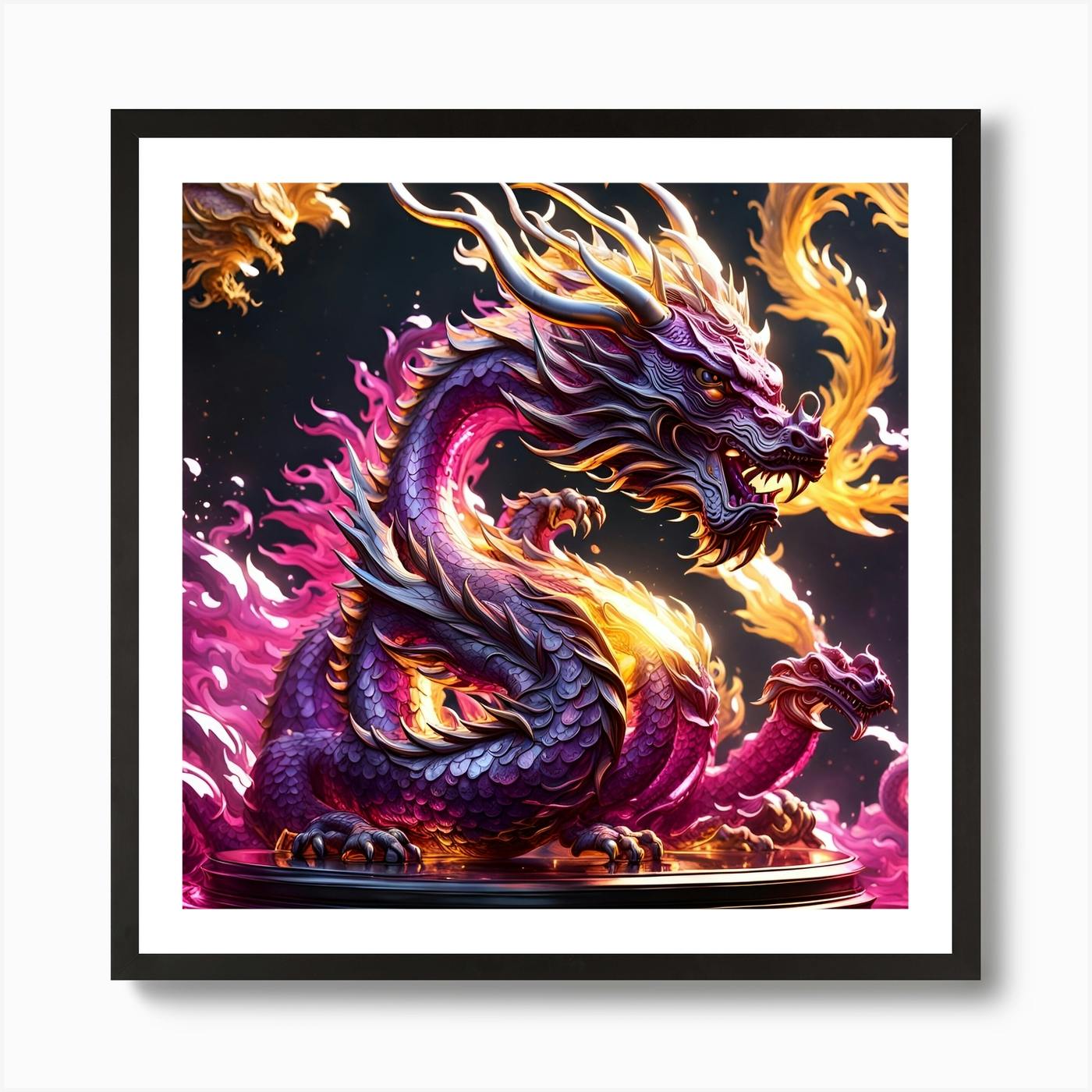 Magenta Glass Chinese Dragon Art Print