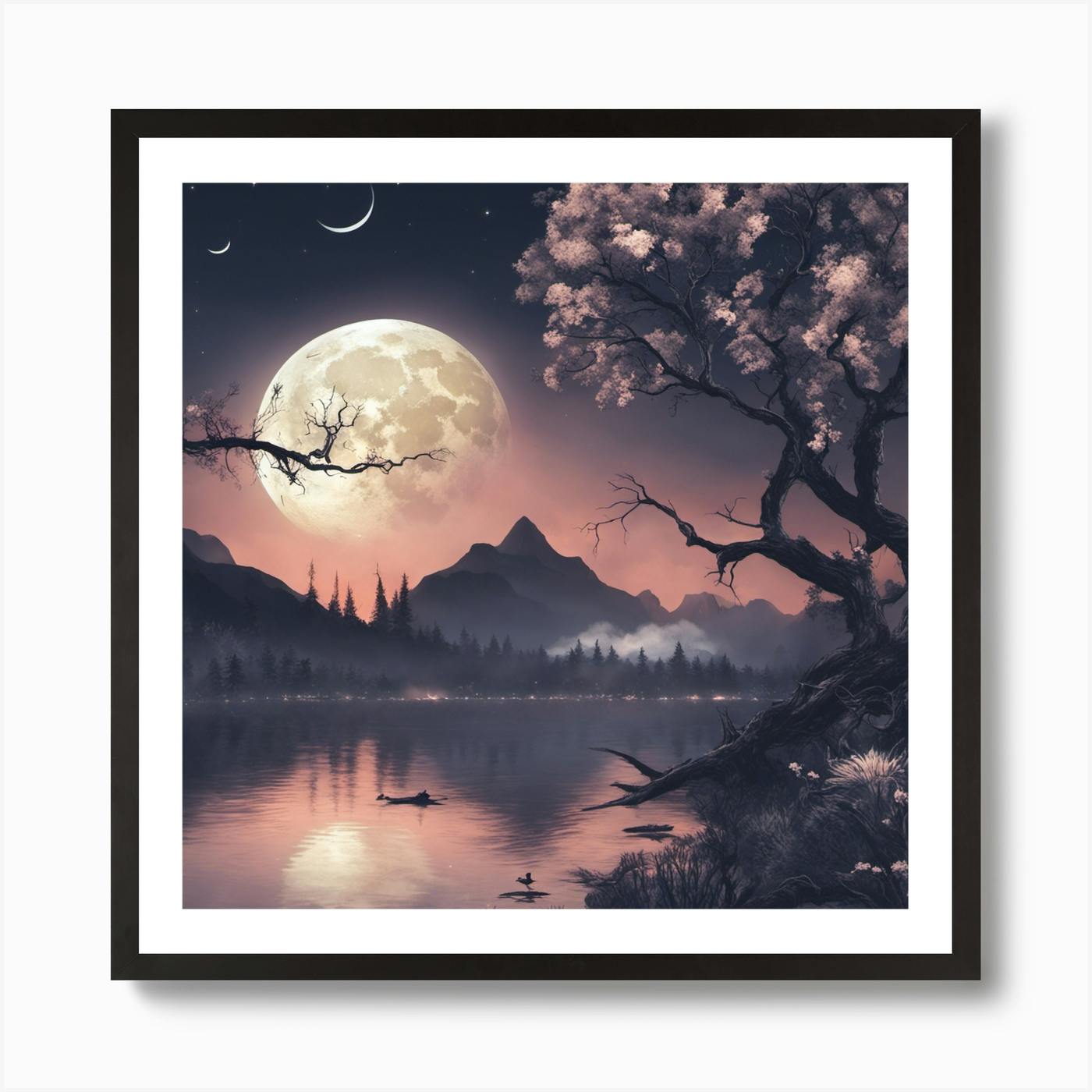 「MOON.」CLARITY ART Amazon.com: Dark Moody Crescent Moon Art Print Celestial