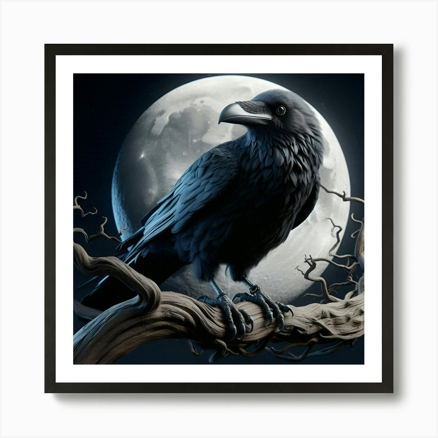 Raven Art Glass Mural Moon online Art Gothic Decor Raven Decor Collectible