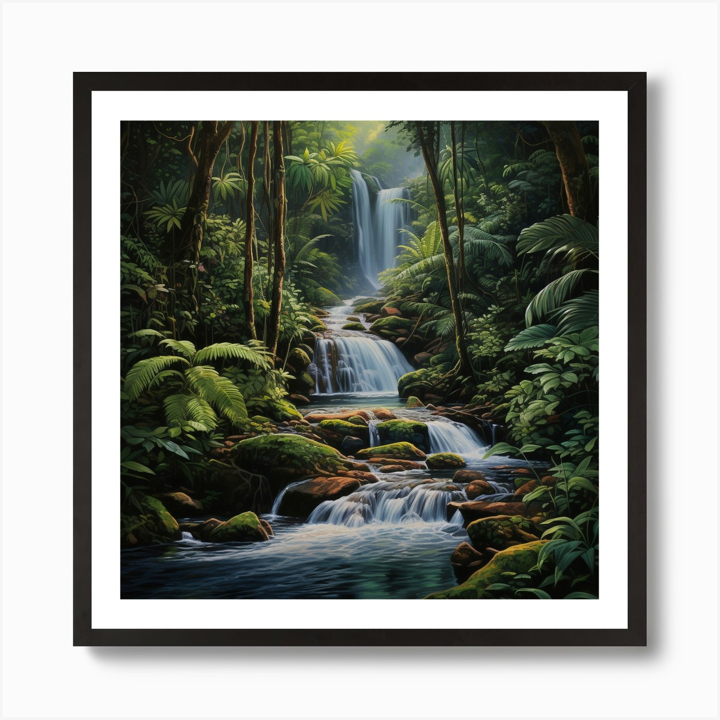 Refreshing Energy Of Water, Rainforest Waterfall 6 Art Print by Monika - Fy