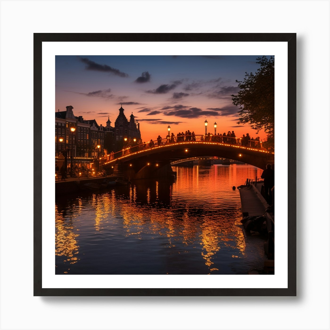 Sunset At Magere Brug (Skinny Bridge) Amsterdam 15 Art Print by Monika - Fy