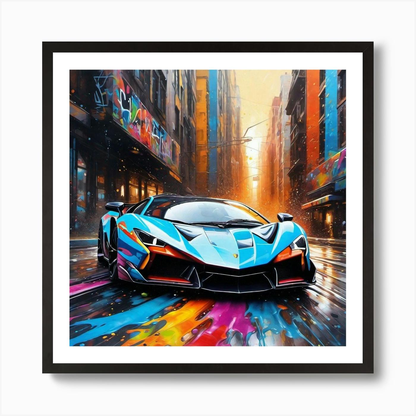 Lamborghini Supercar Wall Art, Large Matte Canvas, Stretched Semi-Gloss Sports Car Poster Print Home Decor Wall Art deals Pink