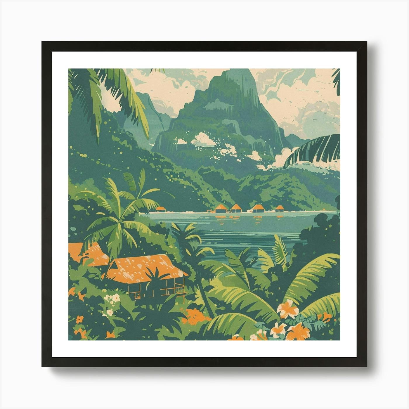 Okinawa Japan 3 Retro Illustration Art Print by Japan