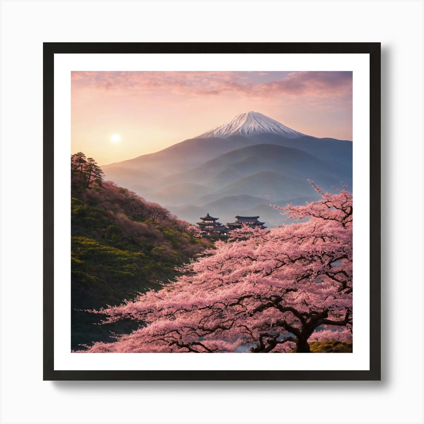 Springtime Splendor: A Fantastic Oil Painting of Mount Fuji Art 