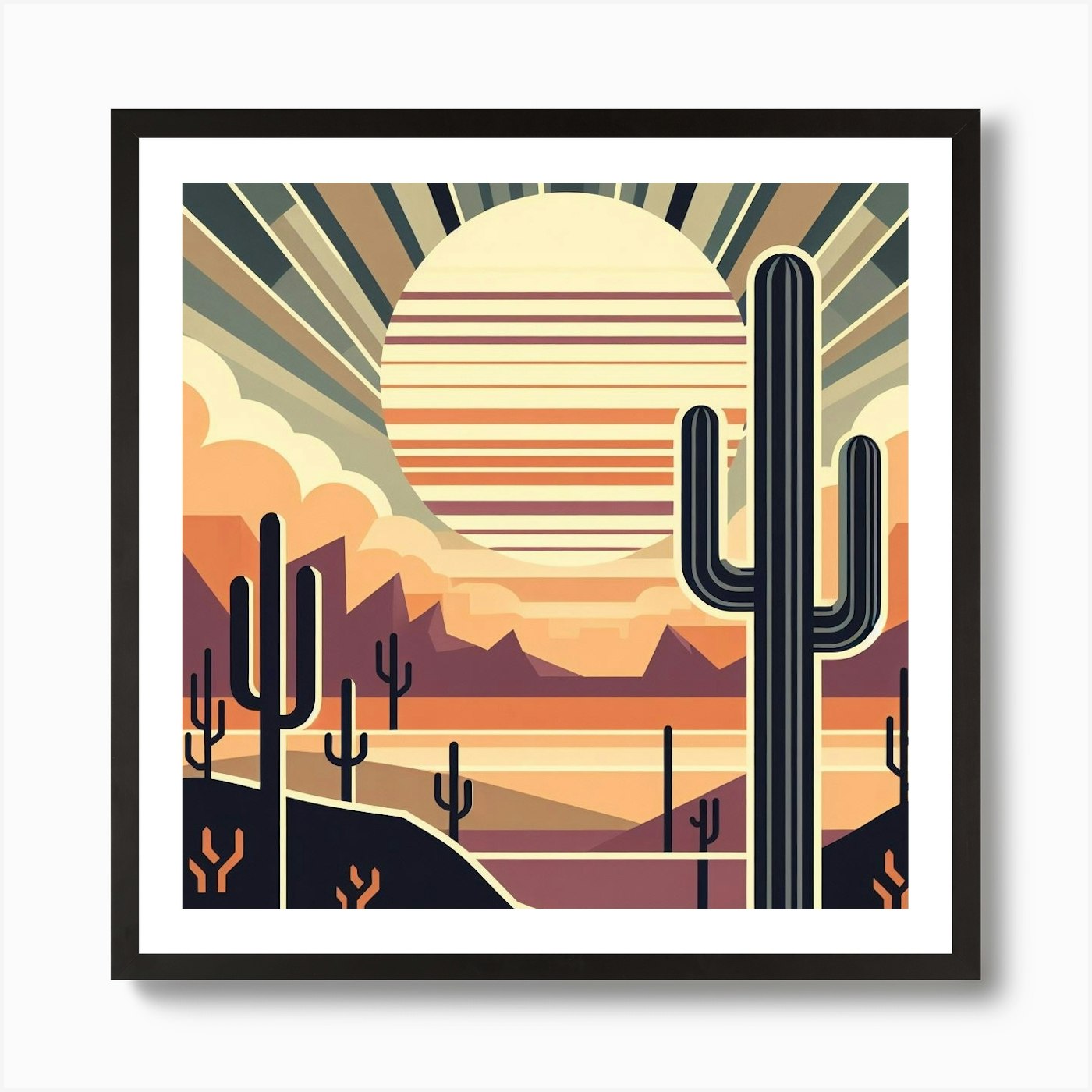 Art Deco Cactus 3 Art Print by P&V_printable_art - Fy