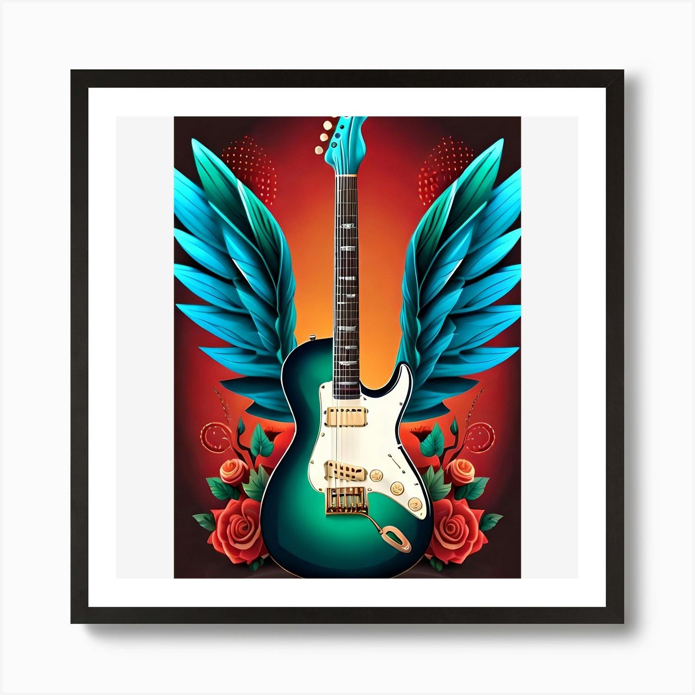 Guitar With Wings 1 Art Print By Dandeliontattoo - Fy