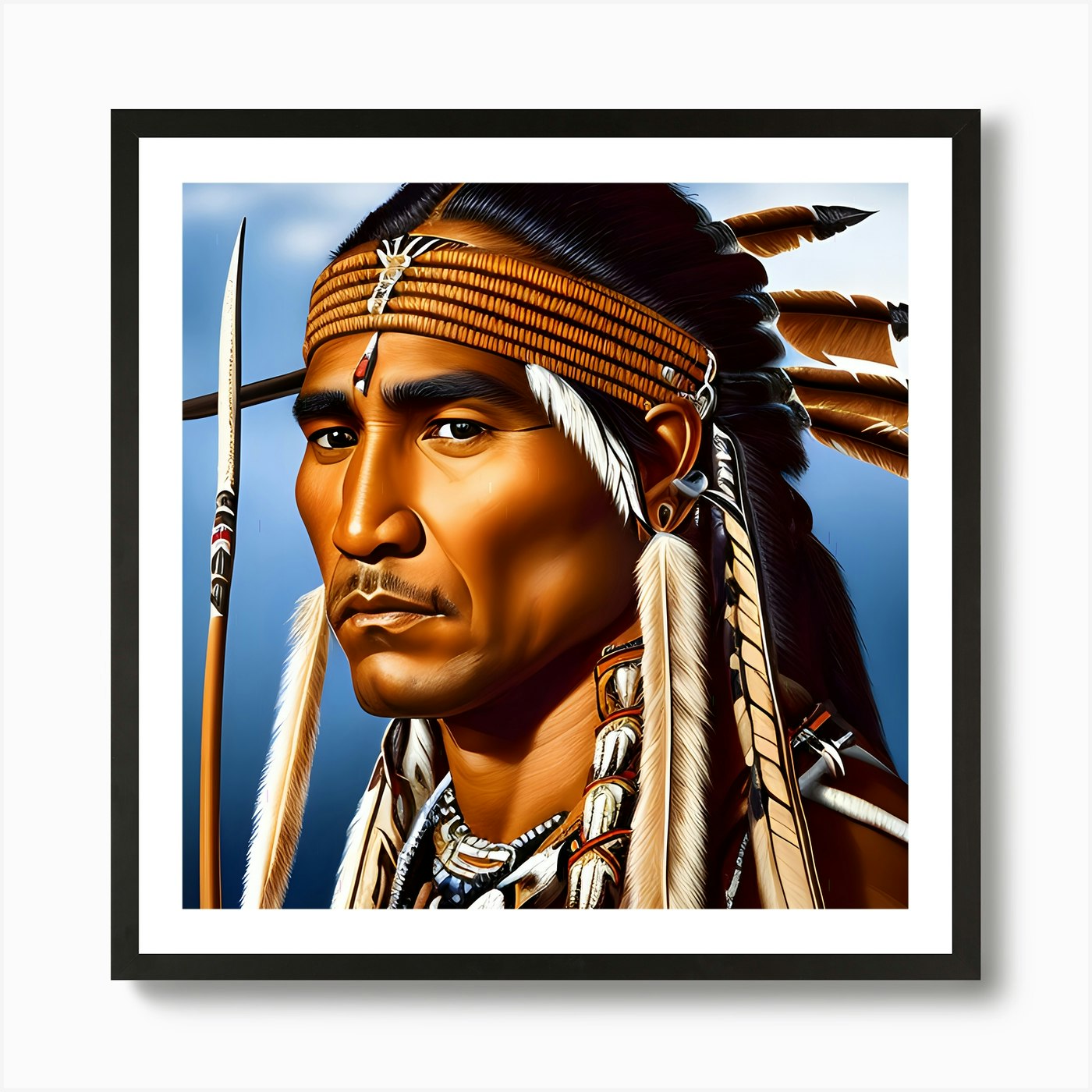 Indian Chief Art Print By Hall O Gram Creations Fy